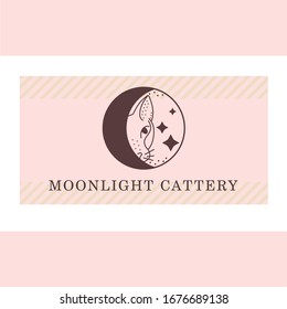 Moonlight cattery linear and dotted logo