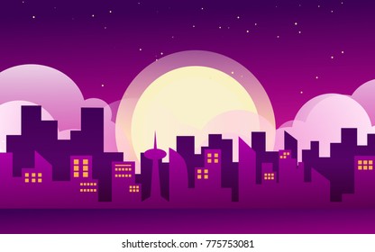 moonlight at the city night view