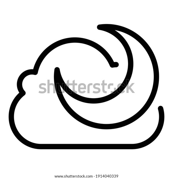 Moonlight cloud icon.\
Outline moonlight cloud vector icon for web design isolated on\
white background