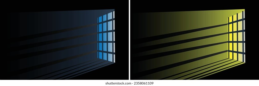 moonlight and daylight window premium vector design.two time window view was provided in same file for easy access
