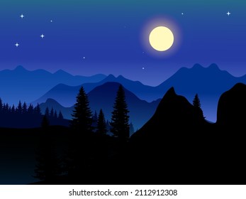 la luz de la luna en el bosque se ve cielo despejado con luna llena y estrellas brillantes