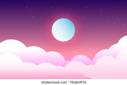 moonlight at the glowing sky vector