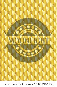 Moonlight gold shiny emblem. Scales pattern. Vector Illustration. Detailed.