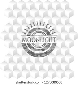 Moonlight grey emblem with geometric cube white background