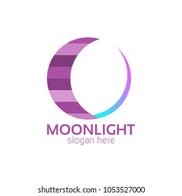 Moonlight Icon Logo Design Template. Moon Vector Illustration on White Background