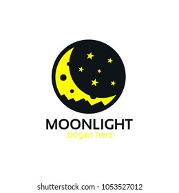 Moonlight Icon Logo Design Template. Moon Vector Illustration on White Background