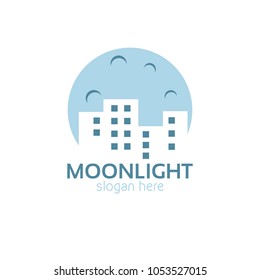 Moonlight Icon Logo Design Template. Moon Vector Illustration on White Background