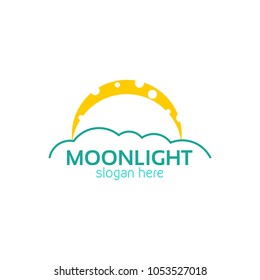 Moonlight Icon Logo Design Template. Moon Vector Illustration on White Background