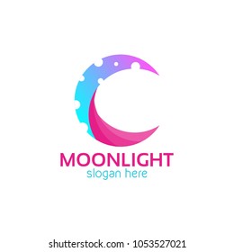 Moonlight Icon Logo Design Template. Moon Vector Illustration On White Background