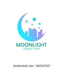 Moonlight Icon Logo Design Template. Moon Vector Illustration on White Background