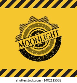 Moonlight inside warning sign, black grunge emblem. Vector Illustration. Detailed.