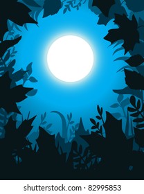  moonlight leaves border, night scene background