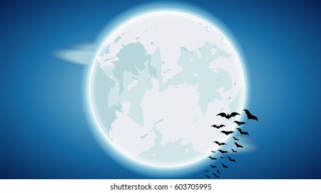 Moonlight night. Glowing moon. Poster with moon