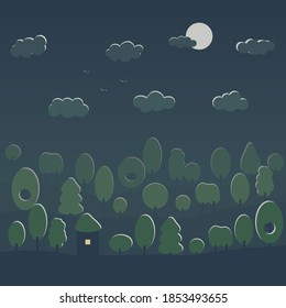 "Moonlight night" for greeting card! Motivational concept quote illustration vector