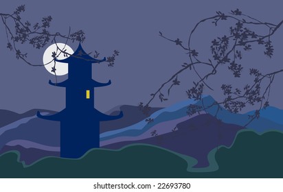 Moonlight night in mountains