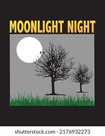 Moonlight night t shirt design vector file.