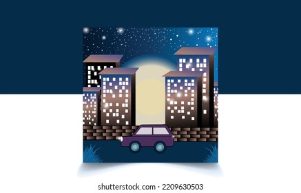 Moonlight night vector image illustration 