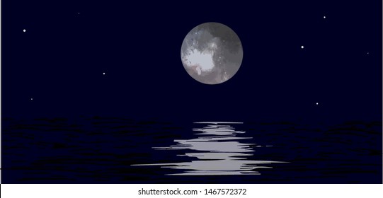 moonlight on water and stars at night