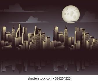 Moonlight Over City