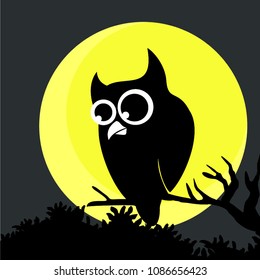 moonlight owl silhoute vector