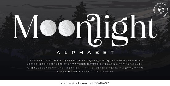 Moonlight Serif, Stylish Display Bold Font alphabet