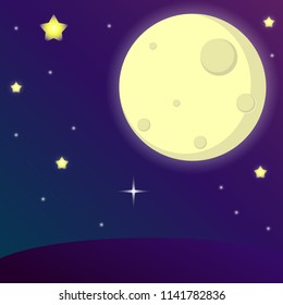 the moonlight and star with beautiful purple light background, vector illustration 