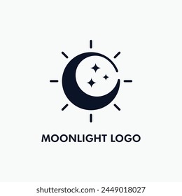 Moonlight and stars combination logo. Simple astronomy logo concept.