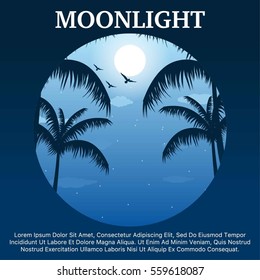 Moonlight with tree poster design