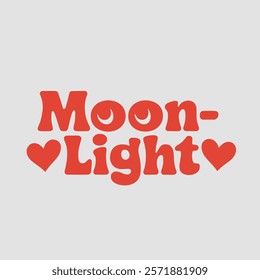 Moonlight in typography text about valentine vector transparent background