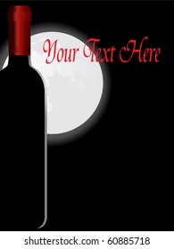 Moonlighted wine bottle vector