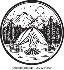 Moonlit Campfire Night in the Wild