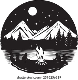 Moonlit Campfire Night in the Wild