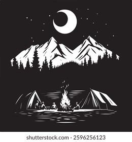 Moonlit Campfire Night in the Wild