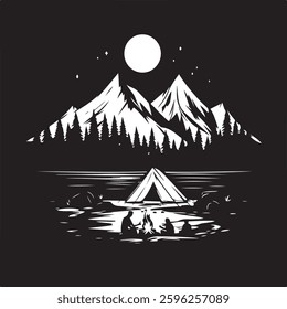 Moonlit Campfire Night in the Wild