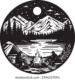 Moonlit Campfire Night in the Wild