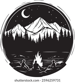 Moonlit Campfire Night in the Wild