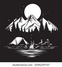 Moonlit Campfire Night in the Wild