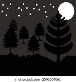 moonlit forest serenity - dreamy night sky art