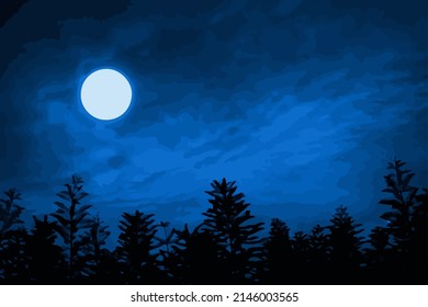 Ilustración luminosa iluminada por luna de papel pintado 