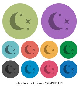 Moonlit night darker flat icons on color round background