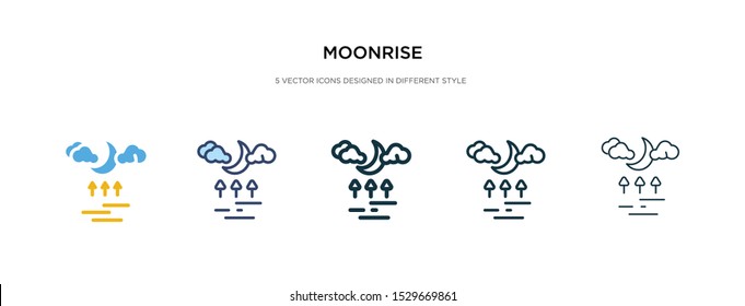 moonrise icon in different style vector illustration. two colored and black moonrise vector icons designed in filled, outline, line and stroke style can be used for web, mobile, ui