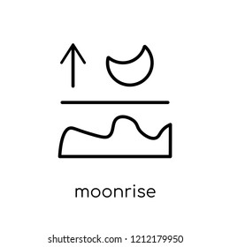 Moonrise icon from Weather collection., editable outline stroke vector illustration