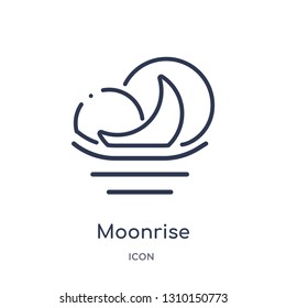 moonrise icon from weather outline collection. Thin line moonrise icon isolated on white background.
