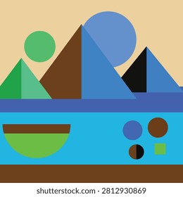 moonrise in mountain landscape vector illustration good for wallpaper, banner, background, tourism, travel and advertising
