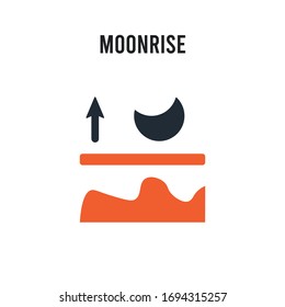 Moonrise vector icon on white background. Red and black colored Moonrise icon. Simple element illustration sign symbol EPS