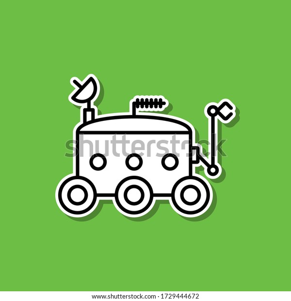 Moon-rover sticker icon. Simple thin line,\
outline vector of cartooning space icons for ui and ux, website or\
mobile application