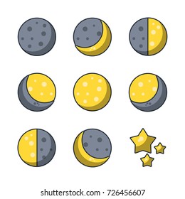 Moons icons set