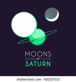 Moons of Saturn flat illustration