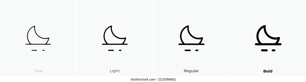 moonset icon. Thin, Light Regular And Bold style design isolated on white background