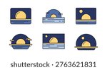 Moonset Light Line art vector clean graphic abstract